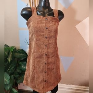 Corduroy brown overall dress
